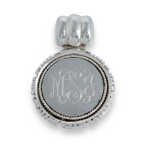 Vintage Mexican Sterling Silver 925 17.4g Round Slider Monogram MSG Pendant